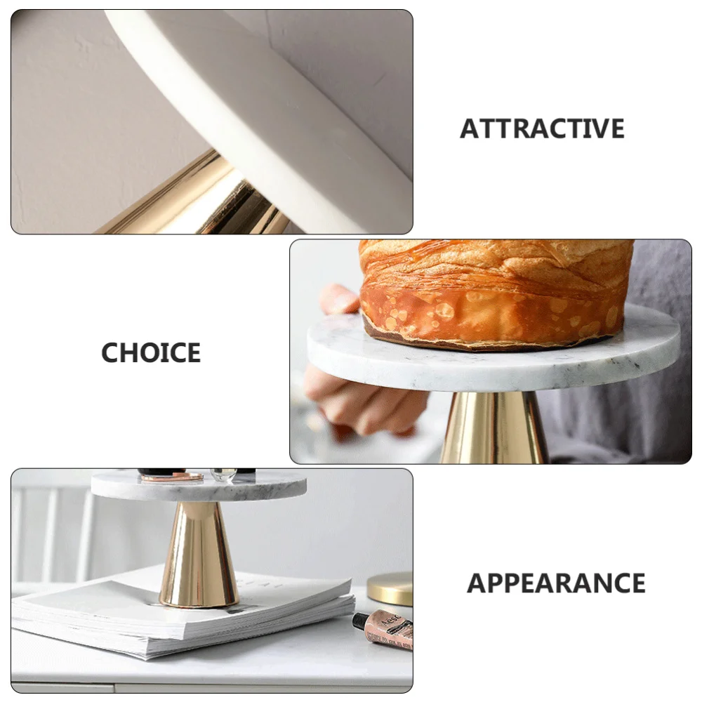 

1Pc Creative Marble Plate Marble Cake Plate Jewelry Display Plate (Golden Grey)