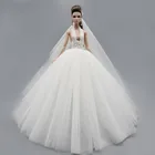 Сексуальное Кружевное белое модное свадебное платье для куклы Барби, наряды принцессы, вечерние платья, одежда и вуаль для куклы