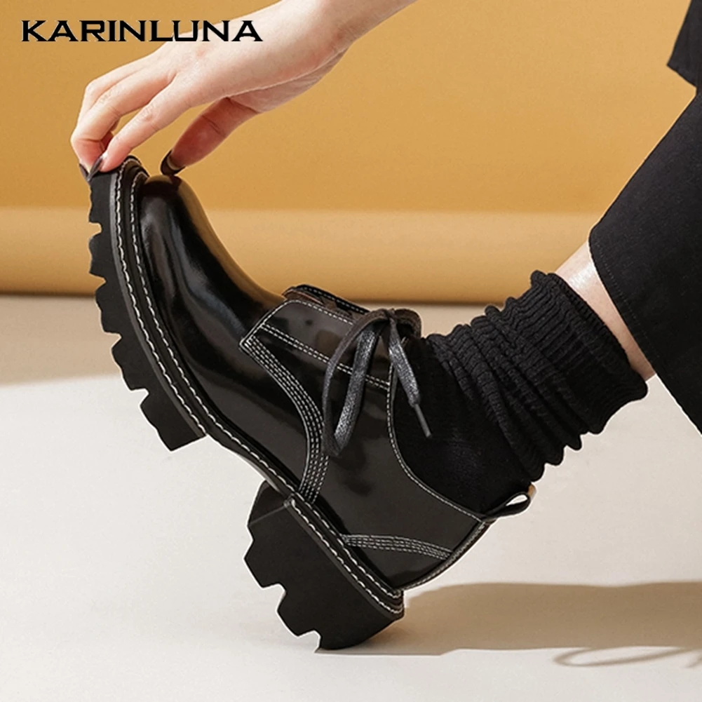 Karinluna/Новые брендовые туфли из натуральной кожи на квадратном каблуке размера