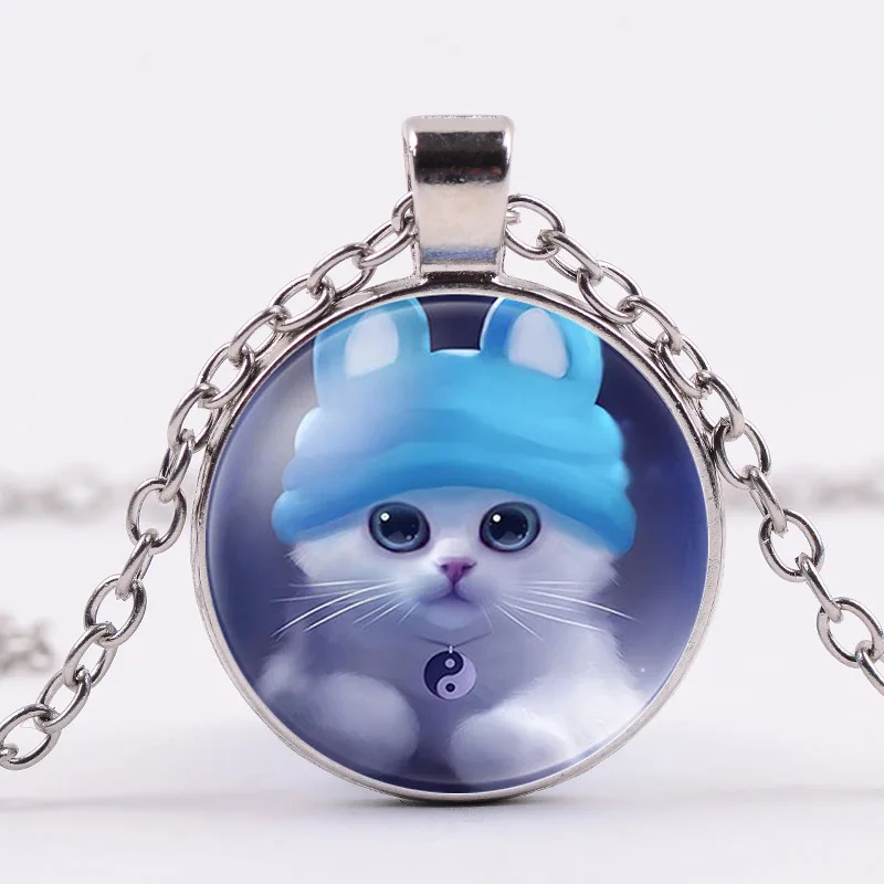 ABAY модный Забавный Милый Белый Кот портрет синяя шляпа Тай Чи животное стиль