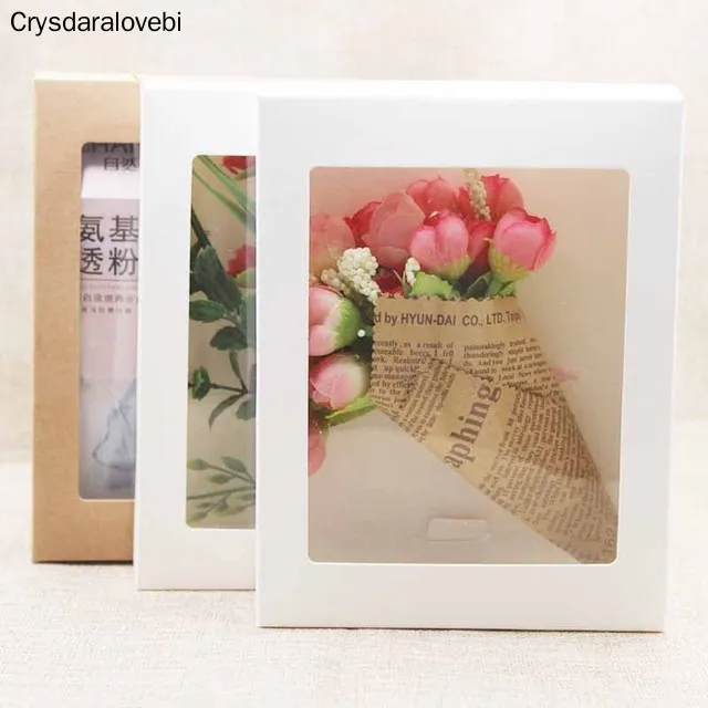 

30 шт DIY винтажная цветная подарочная коробка из крафт-бумаги с прозрачным ПВХ окном конфетная коробка Рождество День рождения Свадьба Подар...