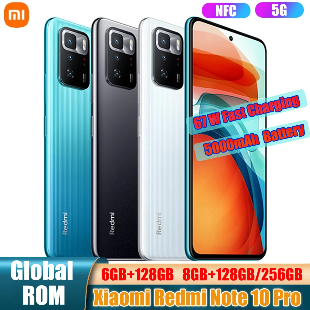 Global ROM Смартфон Xiaomi Redmi Note 10 pro 5G 128 ГБ/256 NFC Dimensity 1100 Android 11 Мобильный телефон 6 5