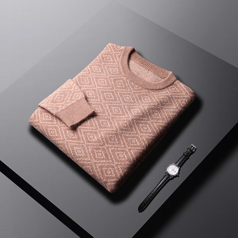 Мужской кашемировый свитер с круглым вырезом и длинным рукавом | Мужская одежда