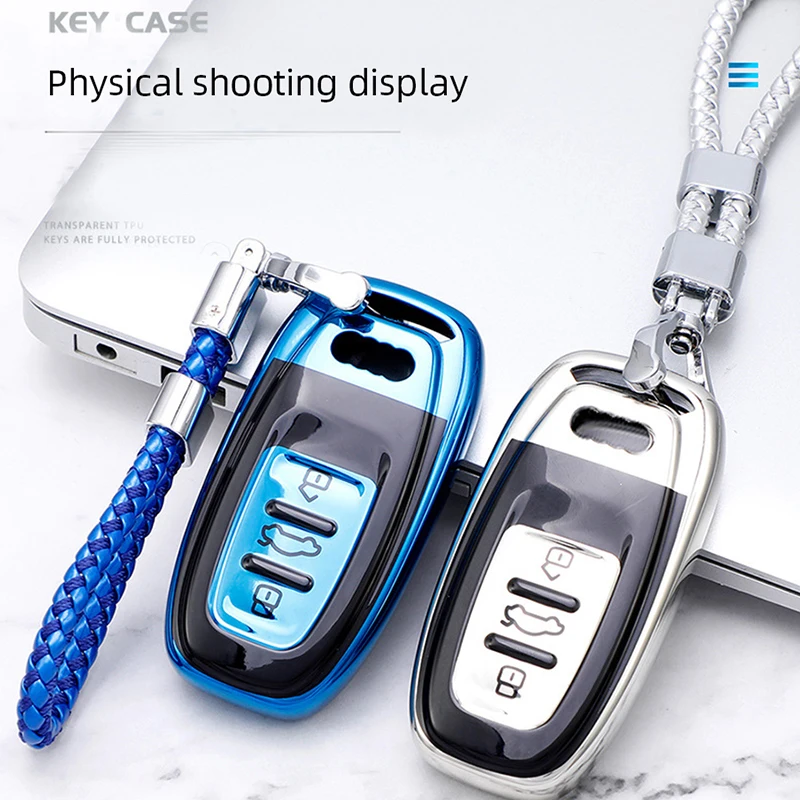 

EYEWJI автомобильный чехол для ключа дистанционного управления подходит для 2018 Audi A6L Q5 S6 S7 новые творческие защитной оболочки с пряжкой