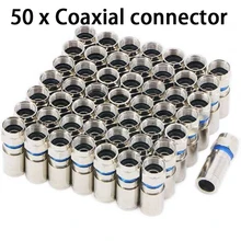 Connector Rg6 Compression RG6 F Connector Coax Coaxial Adapter Plug for Satellite & Cable TV (50 Pack) F Connector