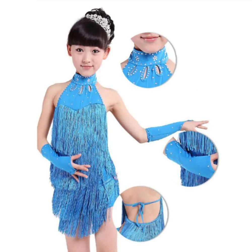 

Hot Dance Dresses Vestidos Solid Large Size Dress Party Dresses Girl Tassel Dress Ballroom Latin Salsa Dance Wear Party Costume