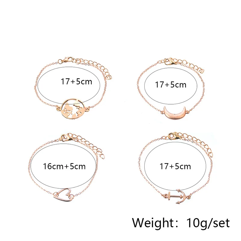 Mling 4 шт./компл. Винтаж Для женщин браслет карта мира минималистские наручные часы