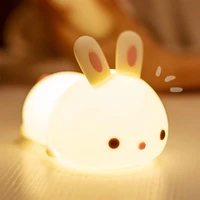 touch rabbit night lights silicone dimmable usb rechargeable lamps for children baby gifts cartoon cute animal lamp kids gifts