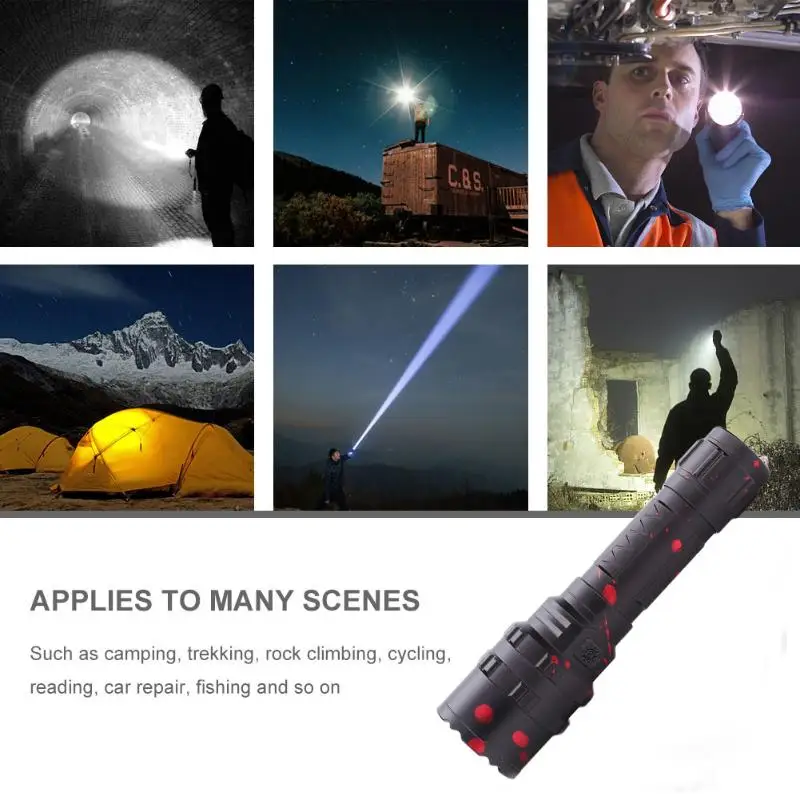 

5 Modes LED Flashlight Ultra Bright Torch Waterproof USB Rechargeable Torch Lamp for Outdoor Camping Hiking Hunting