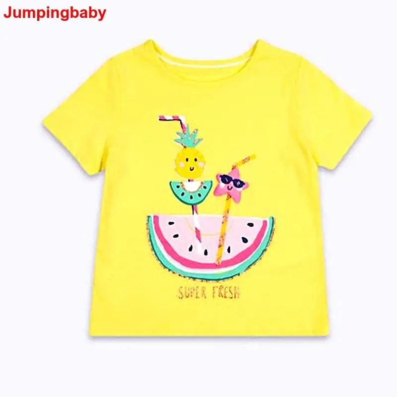 Jumpingbaby 2021 футболка для девочек одежда Детская с единорогом летние топы костюм