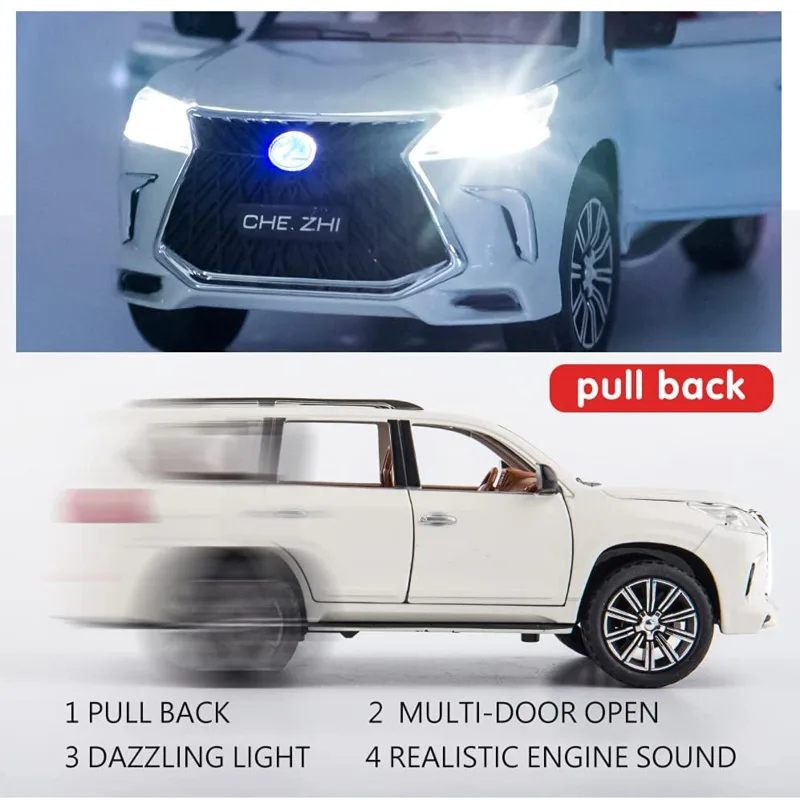 Модель автомобиля Lexus 570 из сплава со звуком и светом в масштабе 1:24 металлическая
