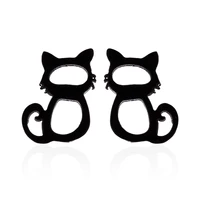 wangaiyao cat earrings fashion small animal titanium steel earrings female cute cat earrings female earrings