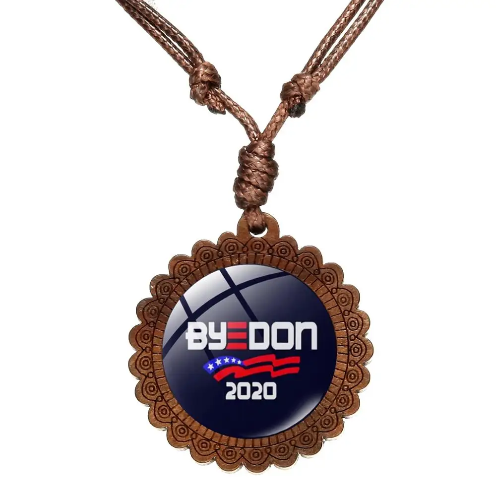 Азиатских Берни Сандерс президент 2020 деревянный Цепочки и ожерелья ручной