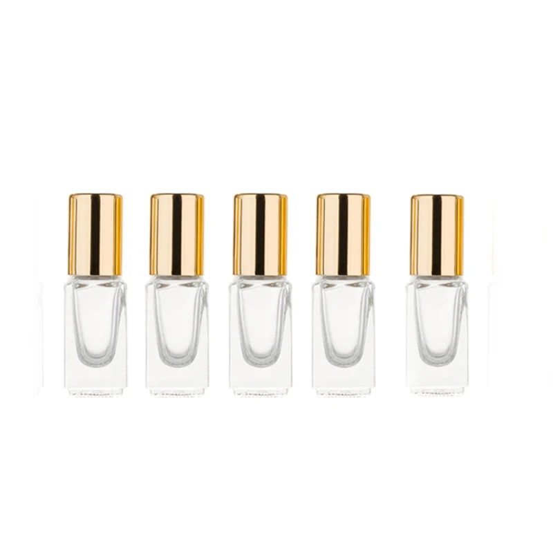 Gold MUB-5pcs, высокое качество, 3 мл, мини эфирные масла, металлический роликовый шар, стеклянные флаконы для духов, пустые, роликовые, многоразовые - Цвет: Gold