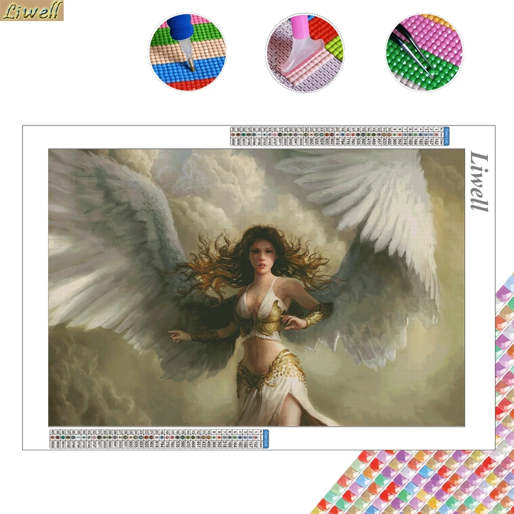 

5d DIY Angel Diamond Painting Women Fantasy Girl Wings Cross Stitch Crafts Full Square Drills Embroidery Wall Decor Handwork