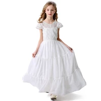 popodion 2020 new spring dress childrens white lace hollow chiffon girl dress chd20448