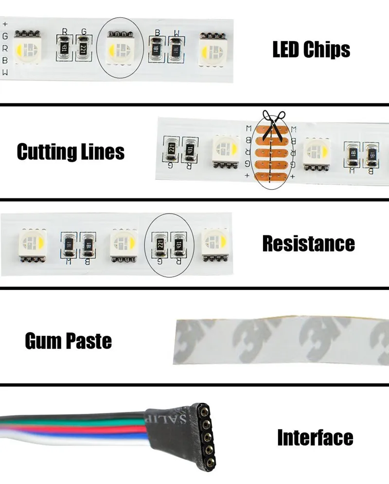 5050 LED Strip 4 Color in 1 Chip RGBW RGB IP65 Waterproof Led Light 12V 60Leds/m Flexible Tape Lamp White/Warm White | Лампы и