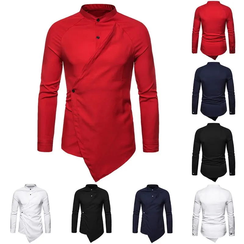 Новинка 2019 брендовая необычная рубашка на пуговицах с длинным рукавом мужские