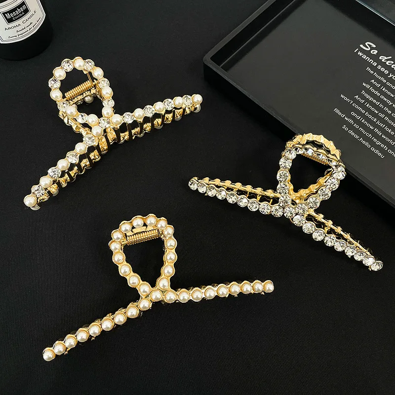 

Women's large pearl hairpin Japanese style pearl edge hairpin claw