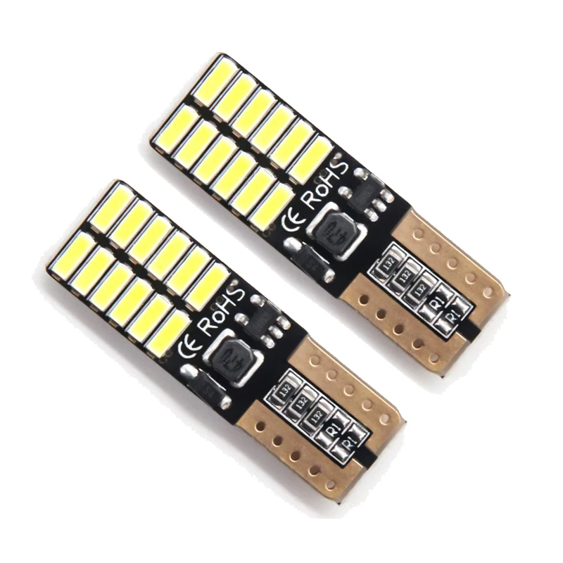 Светодиодные лампы 2x T10 W5W Canbus 12 В 24SMD 6000K белый светильник для чтения интерьера