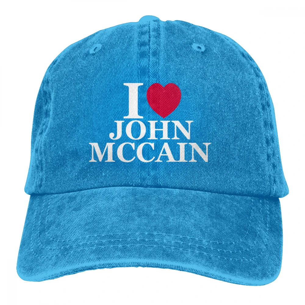 I Love John McCain Кепка черная Унисекс Мужская Женская джинсовая бейсболка с ремешком