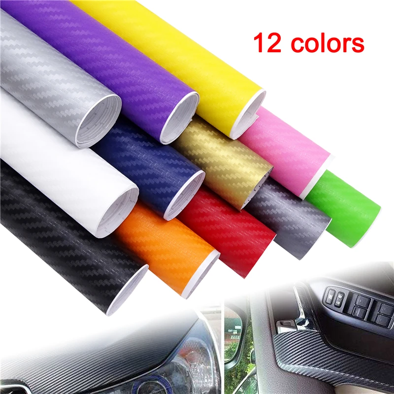 

127cmX30cm Universal Car Motorcycle Sticker 3D Color Carbon Fiber Vinyl Wrap Sheet Roll Film Waterproof Decals Decorative Auto