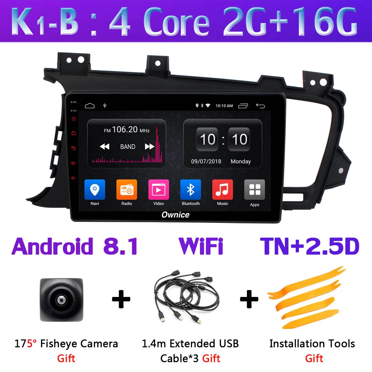 Панорамная камера 360 ° 4G LTE Android 9,0 4G+ 64G DSP CarPlay Автомобильный gps радио плеер для Kia K5 Optima 3 2011 2012 2013 - Цвет: K1-B