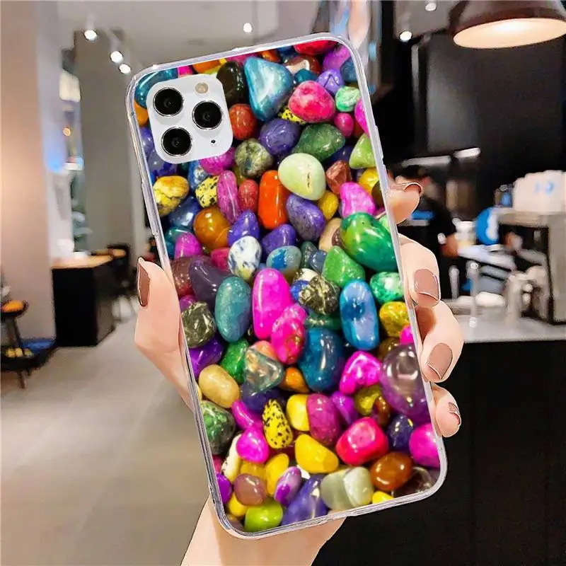 

Colorful Stones Phone Case for iphone 11 12 Pro Max Clear Cover Xs X XR 7 8 6 6S Plus 5 5S SE 2020 Fundas Coque Etui