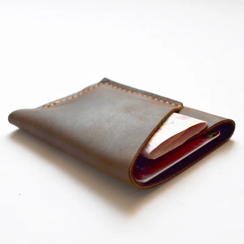 Кожаный кошелек ручной работы с зажимом для денег из натуральной кожи Крейзи