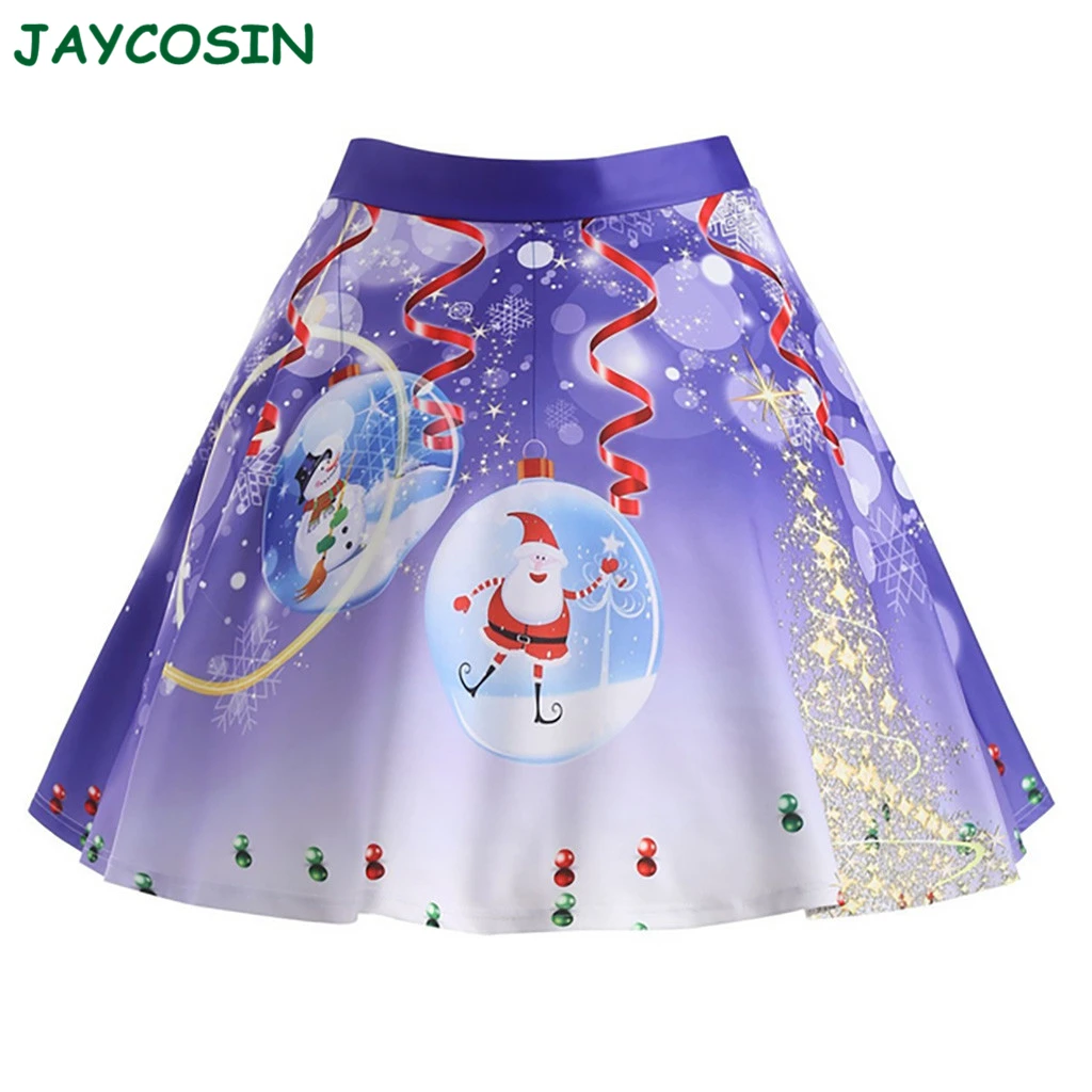 Одежда JAYCOSIN Женская длинная юбка с рождественским принтом модная кружевная