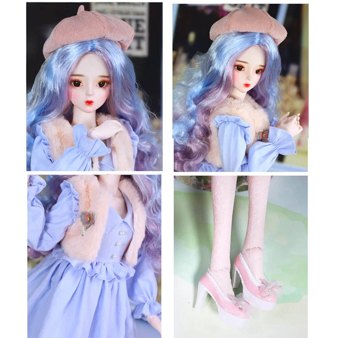 

60cm BJD Dolls Princess Doll Clothes Set Toy For Children - Excellent Official Makeup (Face Detachable /Head Integrated Version)