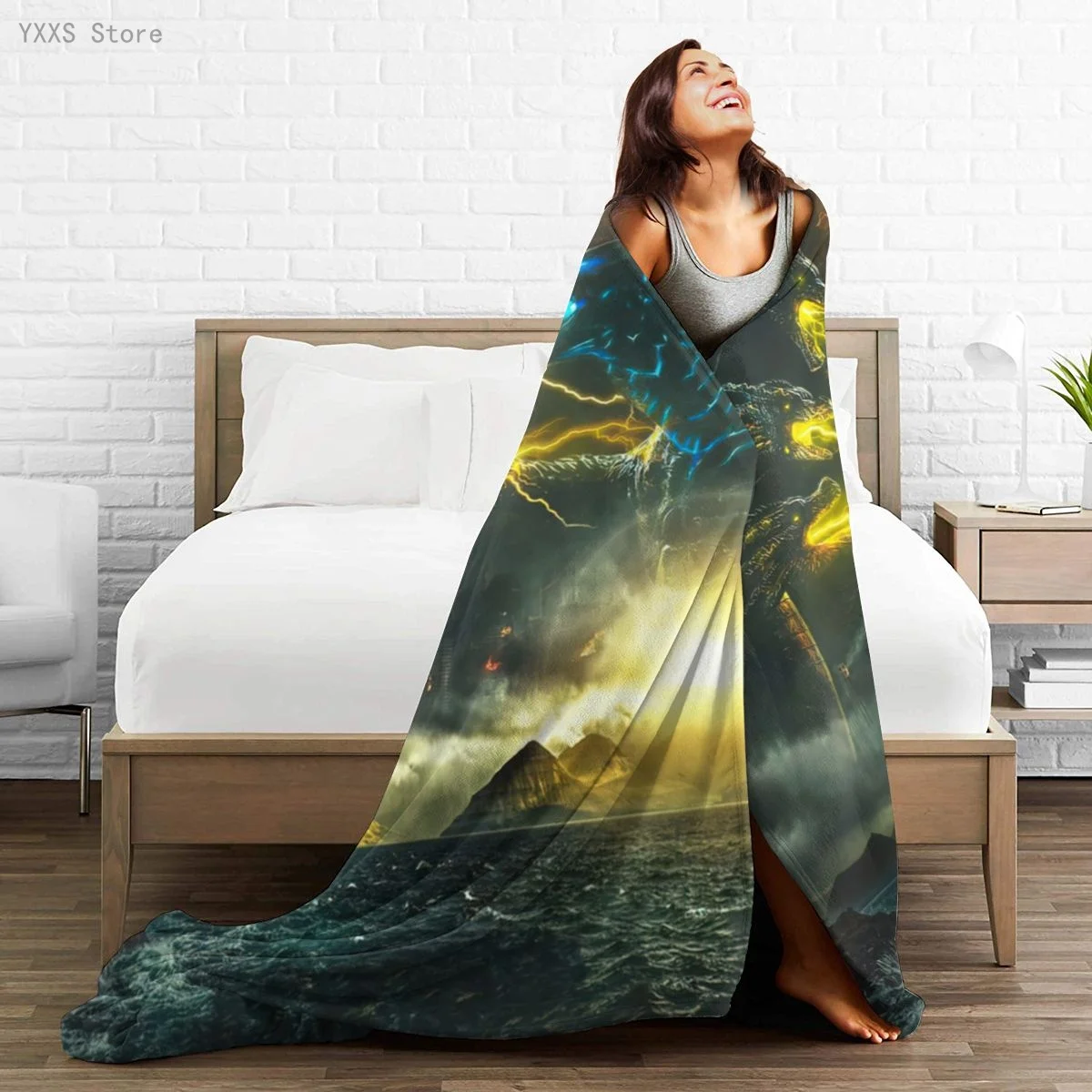 

Godzillas 3D Cartoon Sherpa Blanket Warm Super Soft Flannel Office Nap Bedspread Sofa Bedding Plush Quilt Plaids 291795355