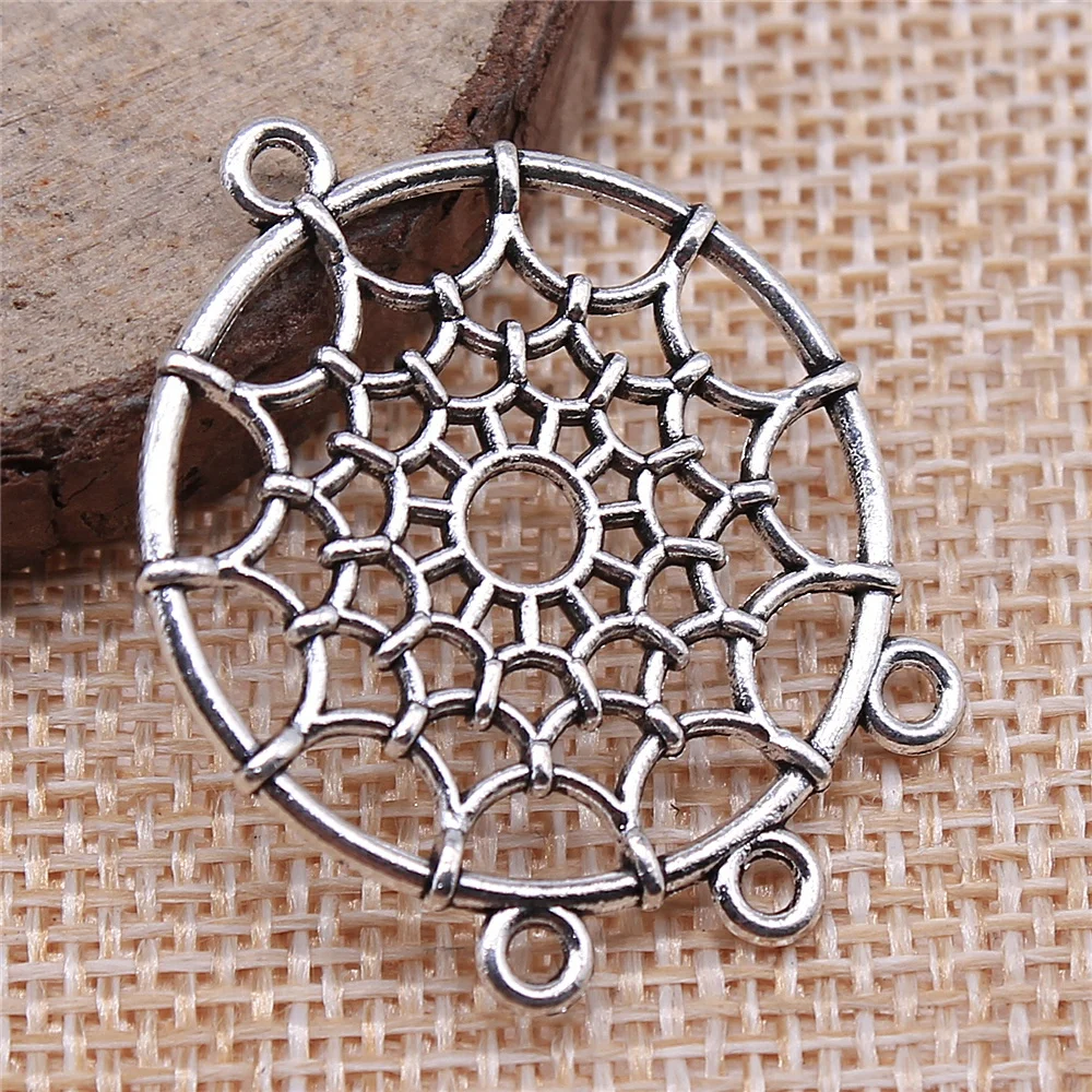 

free shipping 24pcs 27x34mm antique silver Dreamcatcher charms diy retro jewelry fit Earring keychain hair card pendant