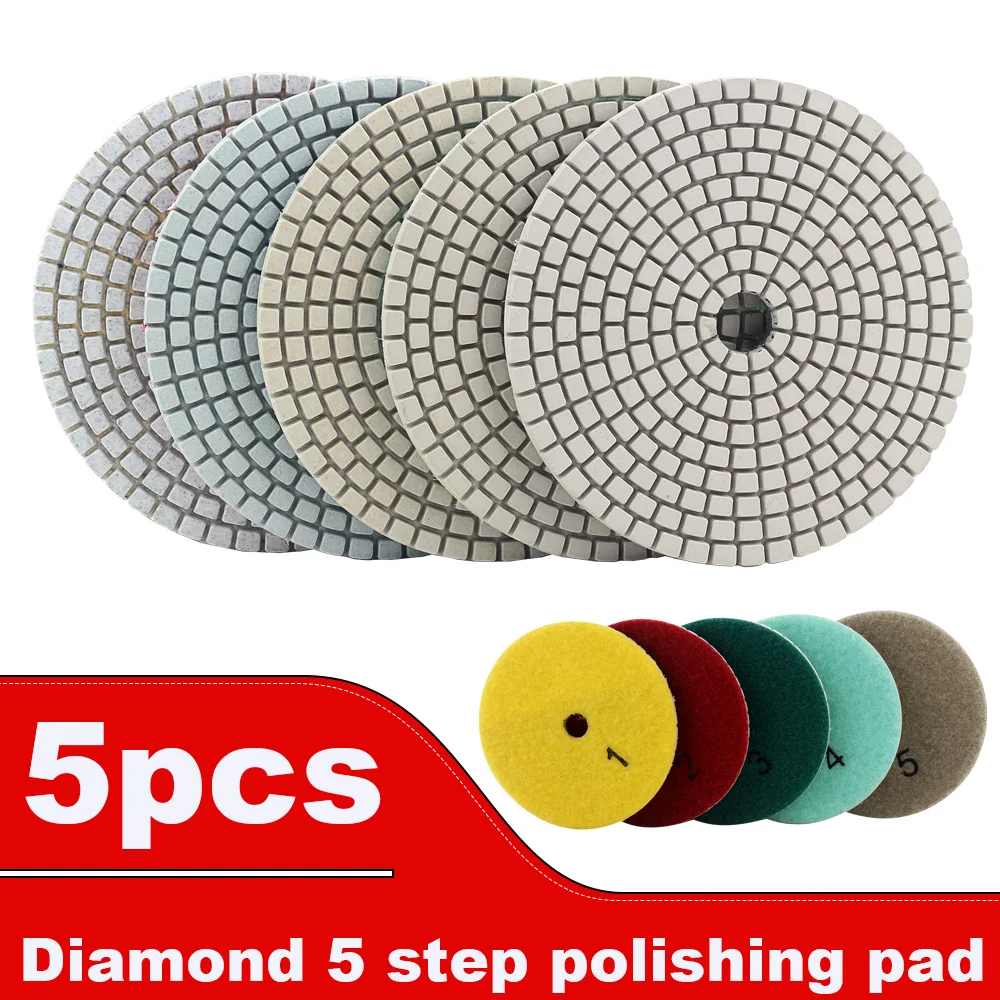 Алмазные диски для сухой и влажной полировки, диаметр DC-AWS5PP02 мм, 5 шагов, 4 дюйма, для камня и бетона