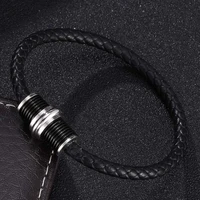 black braided leather rope bracelet men women fashion jewelry multicolor unique stainless steel magnetic buckle charm bangles