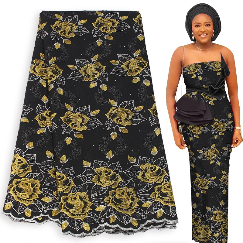 Вощеная кружевная ткань цветочный хлопок швейцарская вуаль кружева нигерийское