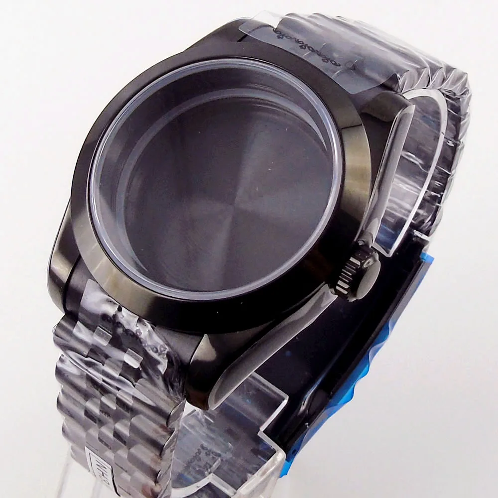 

Black PVD Plated 36mm/39mm Watch Case fit NH35A NH36A MIYOTA 8215 ETA 2836 Mingzhu Jubilee Band Flat Sapphire Glass