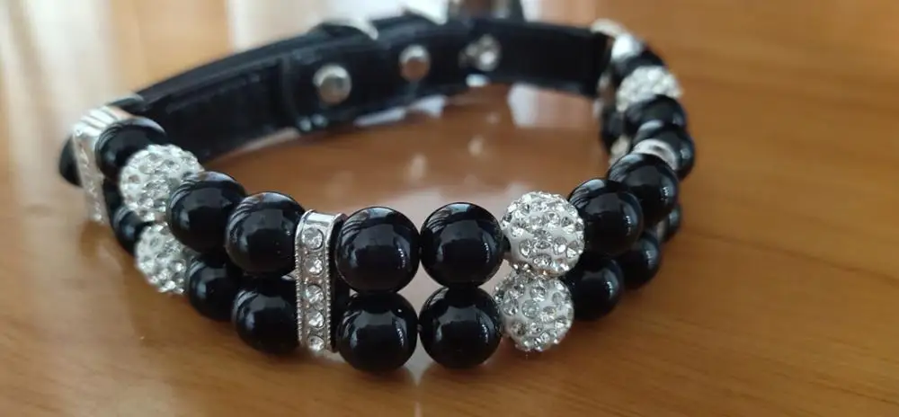 Ошейник для собак из искусственной кожи с жемчугом и бриллиантами | Дом сад