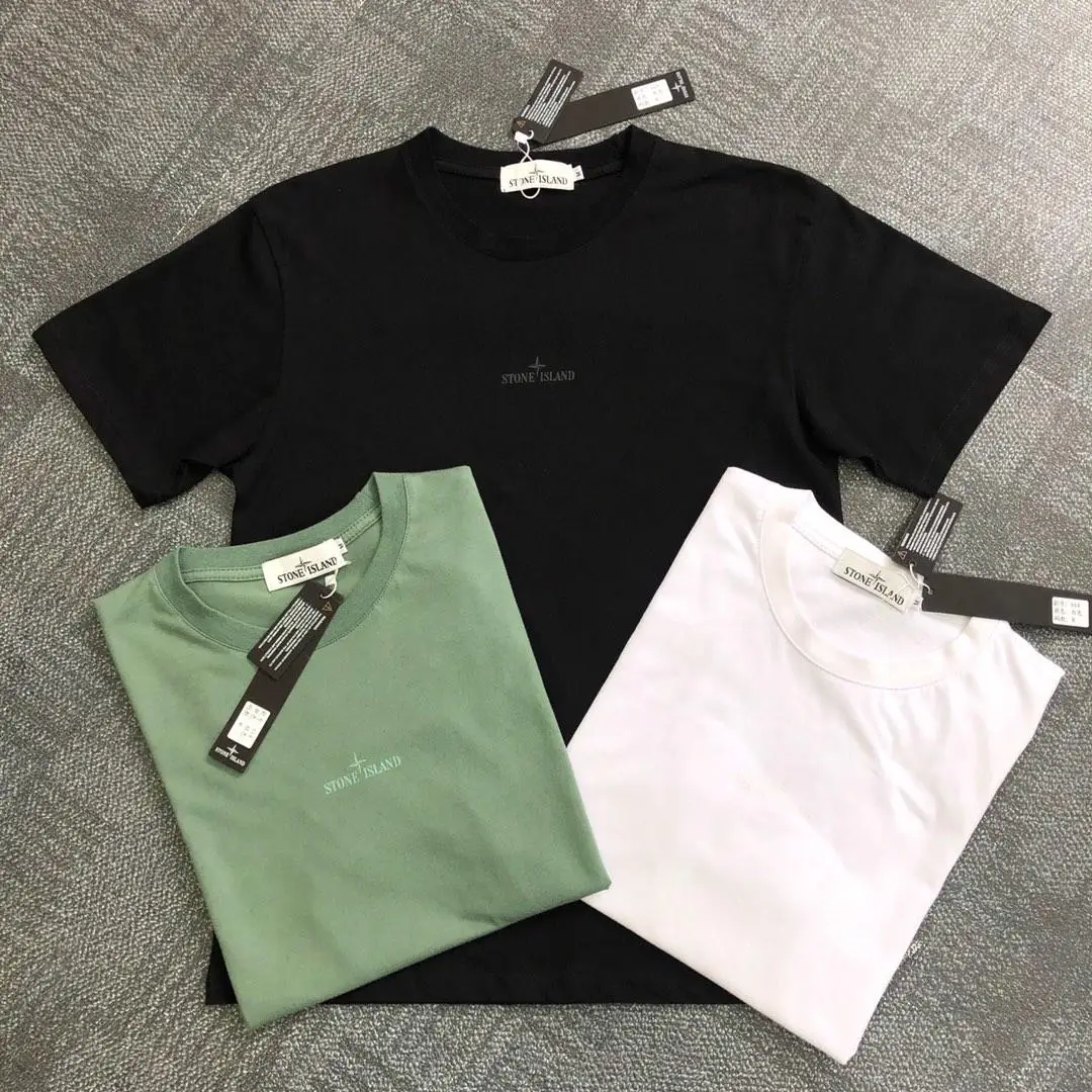 

Street stone island20SSNew summer trend short-sleeved men's American version loose embroidered cotton student reflective T-shirt