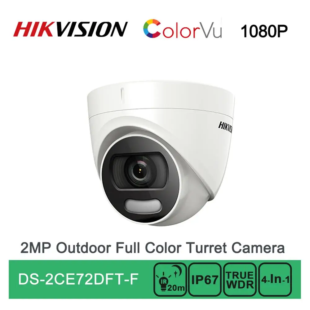DS 2CE72DFT F Hikvision Turbo HD 1080P 2MP Color Vu IR Dome Camera TVI/AHD/CVI/CVBS 4 в 1 IP67 OSD Waterproof Full Time Color|Камеры