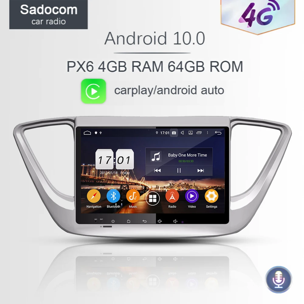 Автомобильный мультимедийный DVD-плеер PX6 9 дюймов DSP Android 10 0 64 ГБ 4 Гб ОЗУ Авторадио