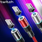 Магнитный кабель Twitch, USB Type-C кабель для Samsung S10, Huawei, Xiaomi, быстрая зарядка, мобильный телефон, зарядный провод, Магнит USB C