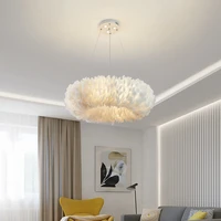 bedroom feather chandelier warm nordic red girl childrens princess room lighting creative decorative feather lamp design