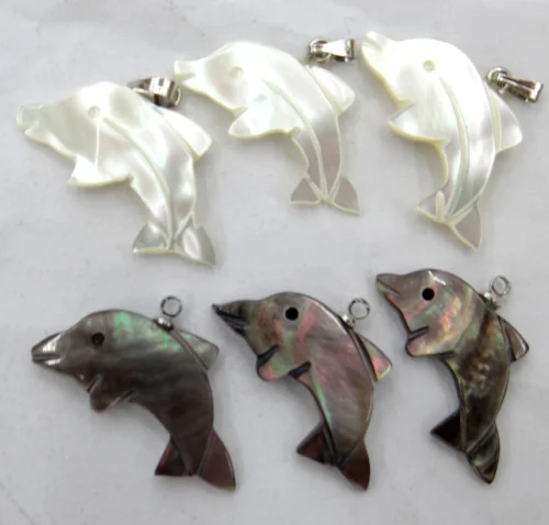 

Натуральный кварцевый кристалл Абалон в виде ракушки Резные Подвески с дельфинами кулон для diy ювелирных изделий ожерелье аксессуары 6 шт. ...