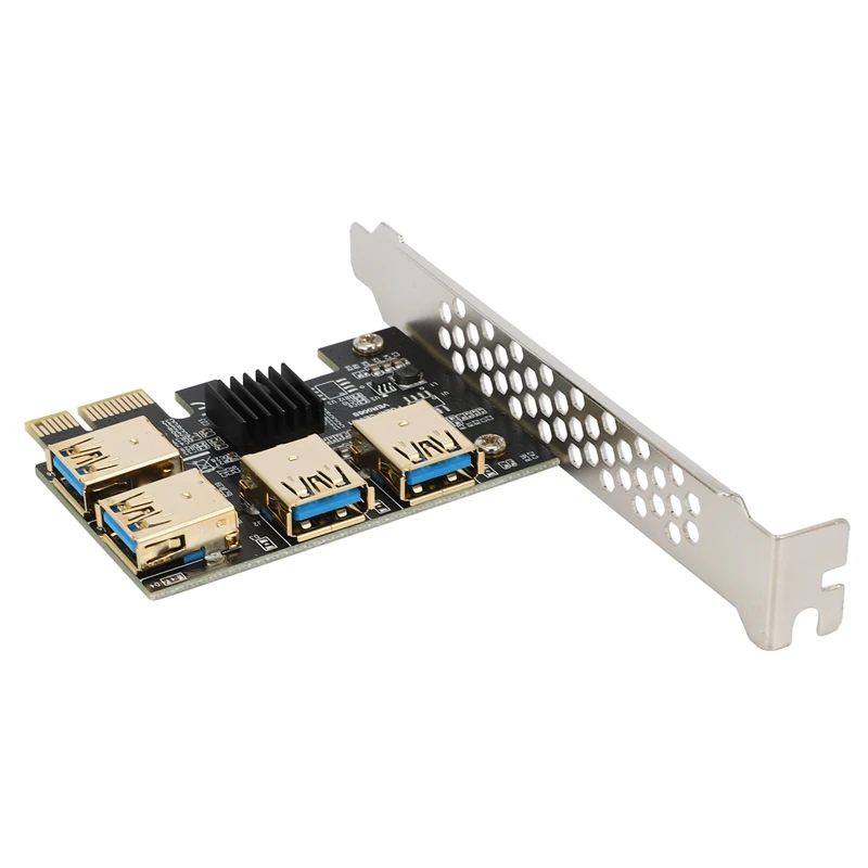 Новинка плата PCIe Райзера с 4 портами переходник PCI-E 1x к USB 3 0 Rabbet GPU Райзер-Райзер