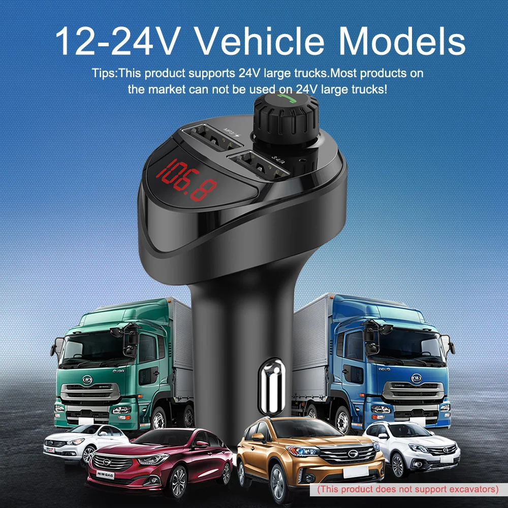 

Olaf Bluetooth Car Charger with FM Transmitter 3.4A Dual USB Charger Audio MP3 Player TF Card Car Kit Car Phone Charger