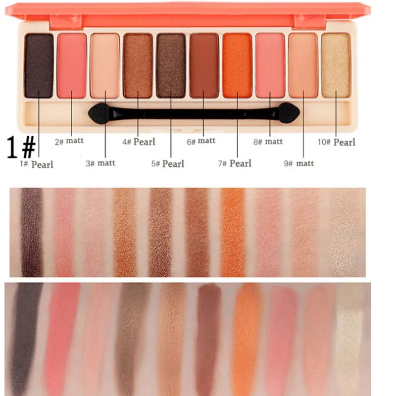 1 10 Colors Pressed Eye Shadow Palette Matte Shimmer Glitter Eyeshadow Makeup Palette Nude Eye Shadow Powder Make Up - Цвет: 1