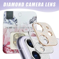 for iphone 12pro series diamond metal camera lens protector tempered glass full curved