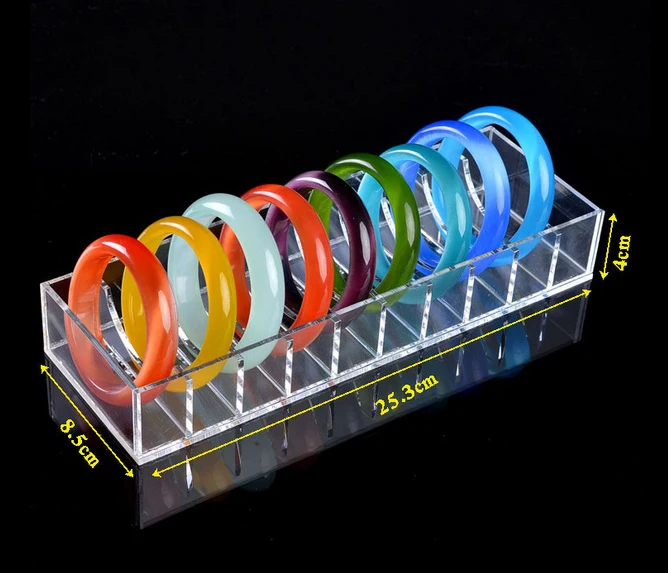 

High Quality Clear Acrylic Bracelet Display Box Jewelry Tray Holder Anklet Storage Case Bangle Showcase with 10 Cells
