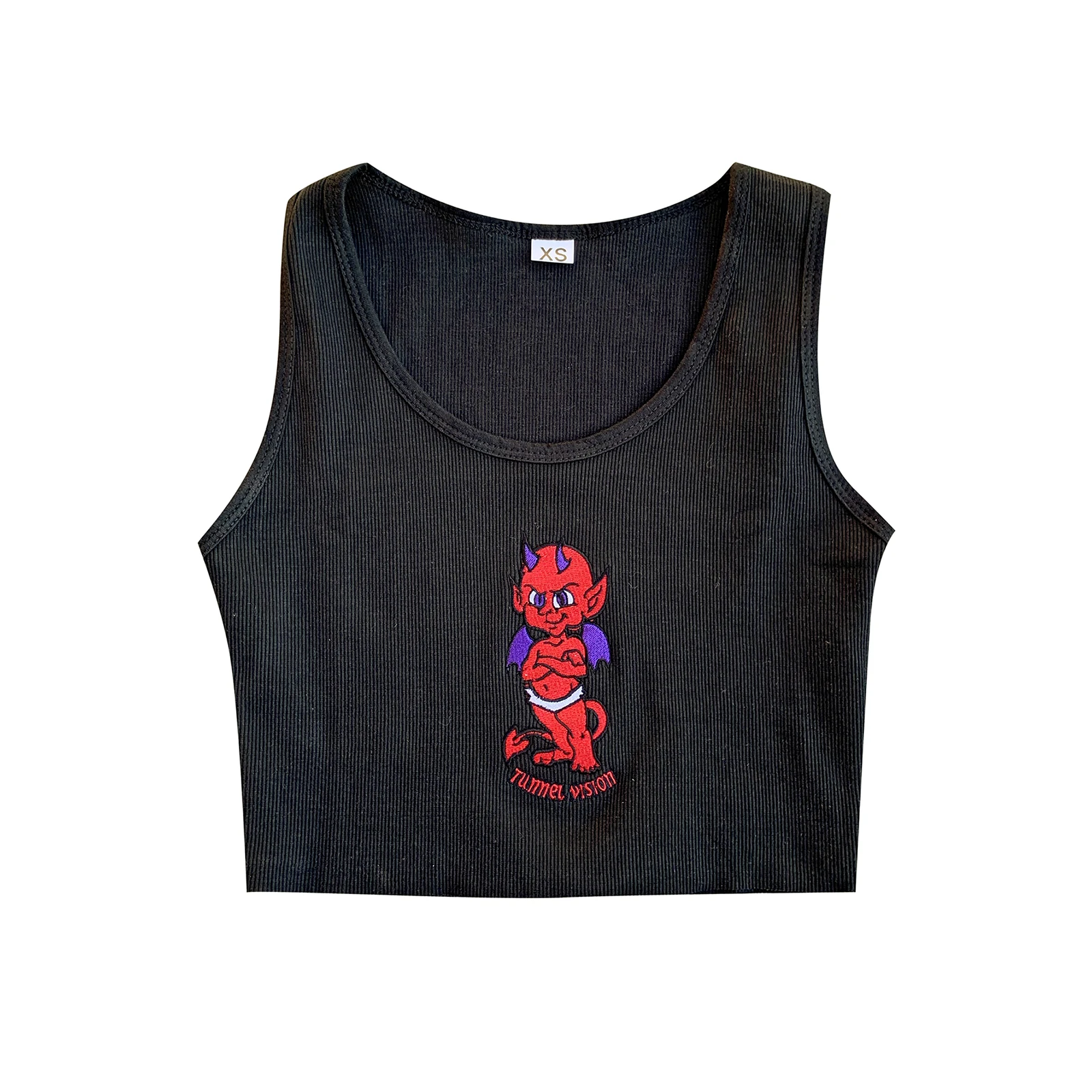 

Women's T-shirts Y2k E-Girl Crop Top Harajuku Gothic Streetwear Sleeveless Embroidery Printed T-Shirt O-Neck 2021 Streetwear